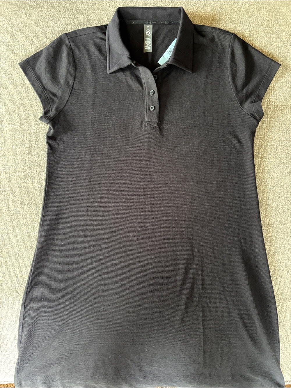 LOU & GREY Black Cotton Polo Style Women's Dress Large Petite NWT